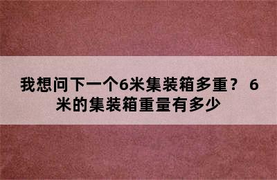 我想问下一个6米集装箱多重？ 6米的集装箱重量有多少